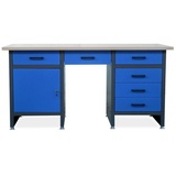 Jan Nowak Werkbank Werktisch anthrazit-blau; Holzplatte 85x170x60