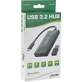 InLine InLine® USB 3.2 Gen.1 Hub, USB-C zu 2 Port Typ-C und 3 Port USB-A, ohne PSU - Schwarz