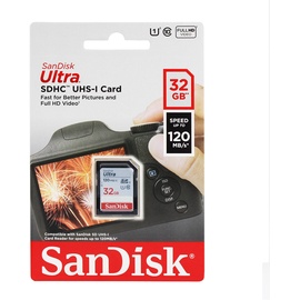 SanDisk Ultra 32 GB SDHC Memory Card, Up to 120 MB/s, Class 10, UHS-I V10, 3 packs