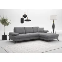 sit&more Ecksofa »Morris Jubi L-Form, inklusive XXL-Liegefläche, bzw. Schlaffunktion«, Bettfunktion, Armteilverstellung und 1 Zierkissen grau