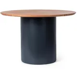 Esstisch Ojas aus Akazienholz, modern rundes Design, Dunkelblau Natur, Ø 115 cm, für 4 Personen