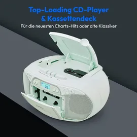 Medion E66476 Stereo Sound System (Boombox, CD-Player, MP3, Kassette, tragbarer Kassettenspieler für Kinder, UKW Radio, AUX, Kopfhörer, Netz & Batterie) grün