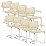 8er-Set Esszimmerstühle Divit FM10 Rattanstühle mit Metallrahmen beige