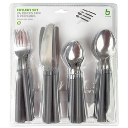 Bo-Camp Besteck-Set Edelstahl Besteckset 24-teilig, Campingbesteck Camping Besteck Essbesteck grau