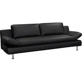 PLACES OF STYLE Couch Naturleder 3-Sitzer Schwarz