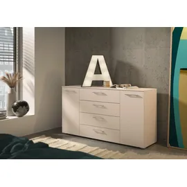 Set One by Musterring Kombikommode "Henderson", beige (champagner), B:160cm H:81cm T:42cm, Holzwerkstoff, SET ONE BY MUSTERRING, Sideboards, Kombikommode, mit 2 Türen und 4 Schubladen inkl. Selbsteinzug und Dämpfung