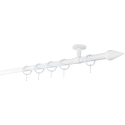 20mm,1-läufig,Rohr,Deckenträger classic,Endstück point Größe: 250cm, Farbvariante: Weiß