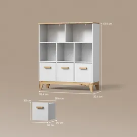 livinity® Kinderregal Mailo 98,4 x 113,4 cm Eiche weiß