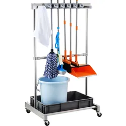 VEVOR Gartengeräte Ständer 1243x508x660mm Gerätehalter Organizer Edelstahl PP Mehrzweck Gartengeräteaufbewahrungsregal 10 Werkzeugfächer 24 Haken Gartenwerkzeug Halter Besenhalter
