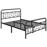 Yaheetech Metallbett, Vintage Bettrahmen mit Hohem Kopfteil, Bettgestell schwarz 140 cm x 200 cm