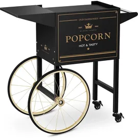 Royal Catering Wagen für Popcornmaschine Popcorntrolley 2 Bremsen schwarz & golden