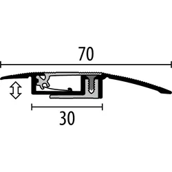 Parkettfreund Avamont®-Anpassungsprofil PF 552 F2 edelstahloptik 900x70 mm - 7 - 16 mm Aluminium eloxiert gerillt; mit Kabelkanal