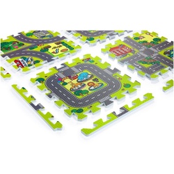 Moby-System Spielmatte Lernschaum-Puzzlematte 90 x 90 x 1cm mit Rand, Muster: Stadt