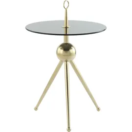 Kayoom Beistelltisch KAYOOM "Ontario 325, Runde Glasplatte aus Sicherheitsglas, 100% Edelstahl", gold (gold, grau, gold, grau), B:46cm H:52cm T:46cm, 100% Edelstahl, Sicherheitsglas, Tische, Beistelltisch, Minimalistisch, Gestell in Tripod-Design, mit Tragering