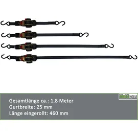 Trutzholm 4x Automatik Spanngurt Zurrgurt 1,8m x 25mm 320/640 daN selbstaufrollend mit S-Haken