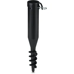 Relaxdays Bodenhülse Sonnenschirm, Bodendübel zum Eindrehen, Adapter 40-52 mm, Kunststoff, Sonnenschirm Bohrer, schwarz