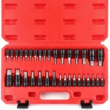 FOURROBBER Torx Bit Steckschlüsselsatz Premium S2 Stahllegierung,Komplett 34-teilig, massiver Stern & manipulationssicher T6 -TT70 bit set für Drehmomentschlüssel und Bohrer