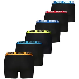 Puma Boxershorts Basic 6er Pack Schwarz/Blau/Rot/Orange L