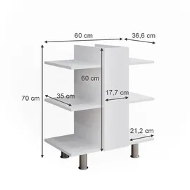 Vicco Waschbeckenunterschrank Fynn Weiß 60 x 70 cm mit 6 Ablagen