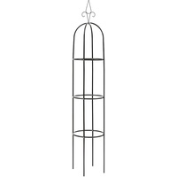 Sekey Obelisk Rankhilfe Metall, Gartenturm Outdoor Indoor Topfpflanzenständer, Gartenobelisk für Kletterpflanzen und Rosen 195 cm, Schwarz
