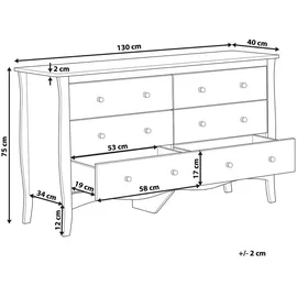 Beliani Kommode 130 x 75 x 40 cm Weiß