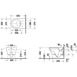 Duravit D-Code Wand-WC mit WC-Sitz Weiß hochglanz