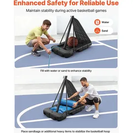 Vevor Basketballkorb tragbar Schwarz 121,9 x 305 cm