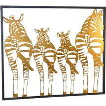 Hofmann Living And More Wanddekoobjekt "Wanddekoration", gold (goldfarben), B:76cm H:65cm T:2,5cm, Metall, HOFMANN LIVING AND MORE, Wanddekoobjekte, Zebra-Familie in gold