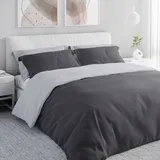 Wolkenfeld Bettwäsche 155x220 & kuschelig weiches Wende-Bettwäsche Set aus Mikrofaser - nahezu bügelfrei - 1x Bettbezug 155x220 + 1x Kissenbezug 80x80 - Reißverschluss