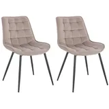 Home Deluxe Polsterstuhl Esszimmer IKALO - 2er Set - Samt Hellbraun