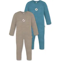 normani Outdoor Sports 2er Pack Baby Merino Strampler Waverly in Beige/Blau | Gr.: 74