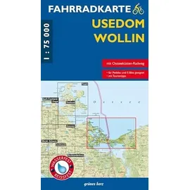 Grünes Herz Fahrradkarte Usedom, Wollin