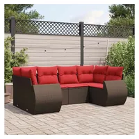 vidaXL Gartensofa-Set 6-tlg. braun Polyrattan