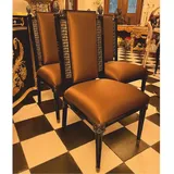 Casa Padrino Luxus Barock Esszimmerstuhl 4er Set Braun / Schwarz / Gold - Barock Möbel