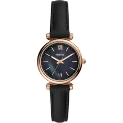 Quarzuhr FOSSIL "CARLIE MINI", schwarz, Armbanduhren, Damen, Armbanduhr, Damenuhr, Lederarmband