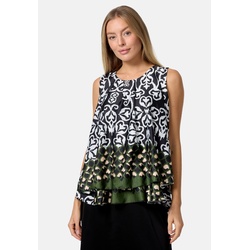 PM SELECTED Damen Blusentop Sommerlicher Sleeveless Overlay Satin Muster Top PM34
