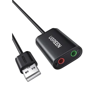 UGREEN Externe USB Soundkarte Klinke Adapter für Computer, PS5, PS4, USB Audio Stereo Adapter External Sound Card (Schwarz)
