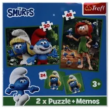 Trefl 2 in 1 Puzzles + Memo - Die Schlümpfe haben Spaß