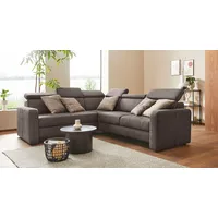 Ecksofa SIT & MORE "Bologna L-Form" Sofas Gr. B/H/T: 247cm x 84cm x 227cm, Luxus-Microfaser Lederoptik, langer Schenkel rechts, inklusive Kopfteilverstellung-ohne Bettfunktion-ohne Schubkasten, braun Kopfteilverstellung, wahlweise mit Bettfunktion und Schubkasten