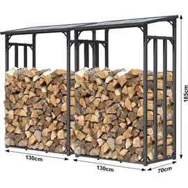 toboli Kaminholzregal Metall 133 x 83 x 185 cm für Outdoor Schwarz