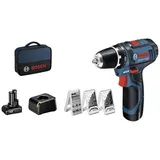 Bosch Professional GSR 12V-15 0615990G6L Akku-Bohrschrauber 12V 2 Ah, 4Ah Li-Ion inkl. 2. Akku, inkl