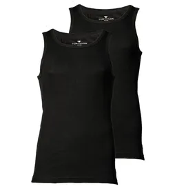 Tom Tailor Herren Tanktop, Vorteilspack - Unterhemd, Garron S, einfarbig Schwarz L