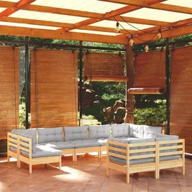 vidaXL Garten-Lounge-Set 9-tlg. grau Kiefer