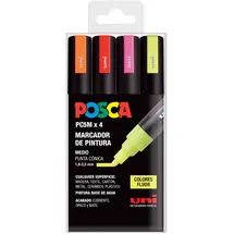 Uni-Ball Posca UNI Filzstifte, 5 m, Fluor, 4 Stück