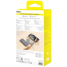 Baseus Free2Pull Powerbank mit Usb-c-anschluss und einziehbarem USB-C-Kabel - grau