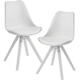 Mid.you Stuhl-Set, Weiß, Kunststoff, Textil, Kautschukholz, massiv, konisch, 49x87x52 cm, abwischbar, Esszimmer, Stühle, Esszimmerstühle, Esszimmerstühle-Set