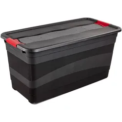 Transportbehälter KEEEPER "eckhart", schwarz, B:39,5cm H:40cm L:79,5cm, Kunststoff, Transportboxen, 83 l, mit Deckel, Schiebeverschluss, extra stabil