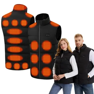 Beheizbare Weste Herren Damen, Heizweste mit 21 Zonen Heizung und 3 Temperaturregler, Eletriksche Heizweste USB für Skifahren, Angeln, Motorrad, Camping, Outdoor Ativitäten (Ohne Powerbank) (XL) - XL-XXL