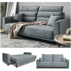 VitaliSpa Schlafsofa Gästesofa Boxspringsofa Caprioli Grau Schlaffunktion 236x100 cm modern Wohnzimmer Sofa Wohnzimmercouch Loungesofa Schlafcouch Klappsofa Taschenfederkern 2-Sitzer