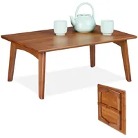 Relaxdays Couchtisch, klappbar, Walnussoptik, HxBxT: 25 x 60 x